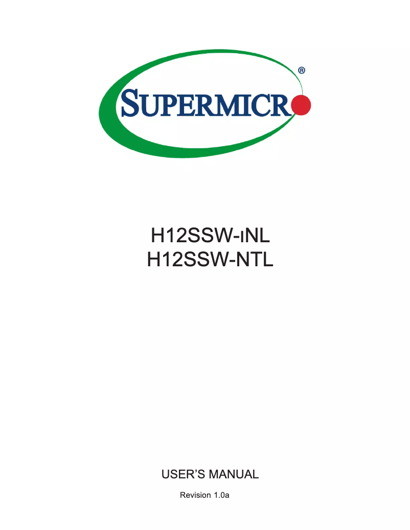 Page 1 of the manual User Manual Supermicro H12SSW-iNL