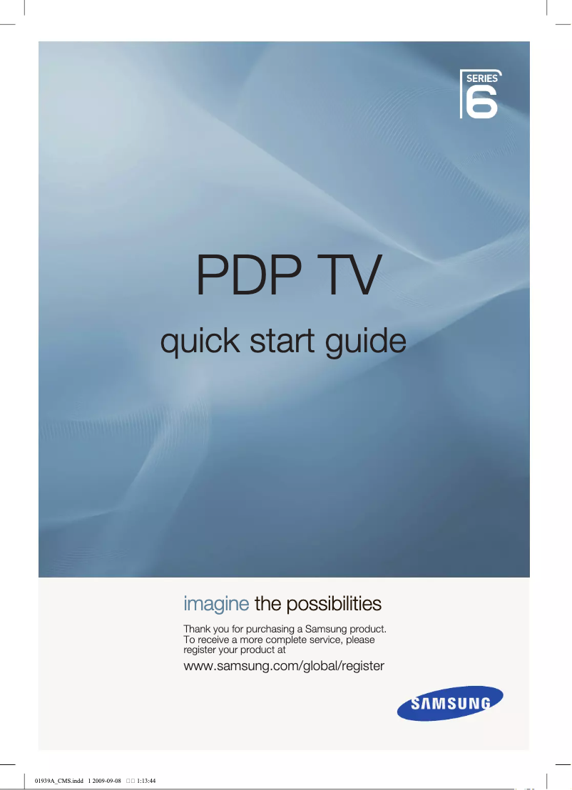 Page 1 of the manual Installation Guide Samsung PS63B680T5R
