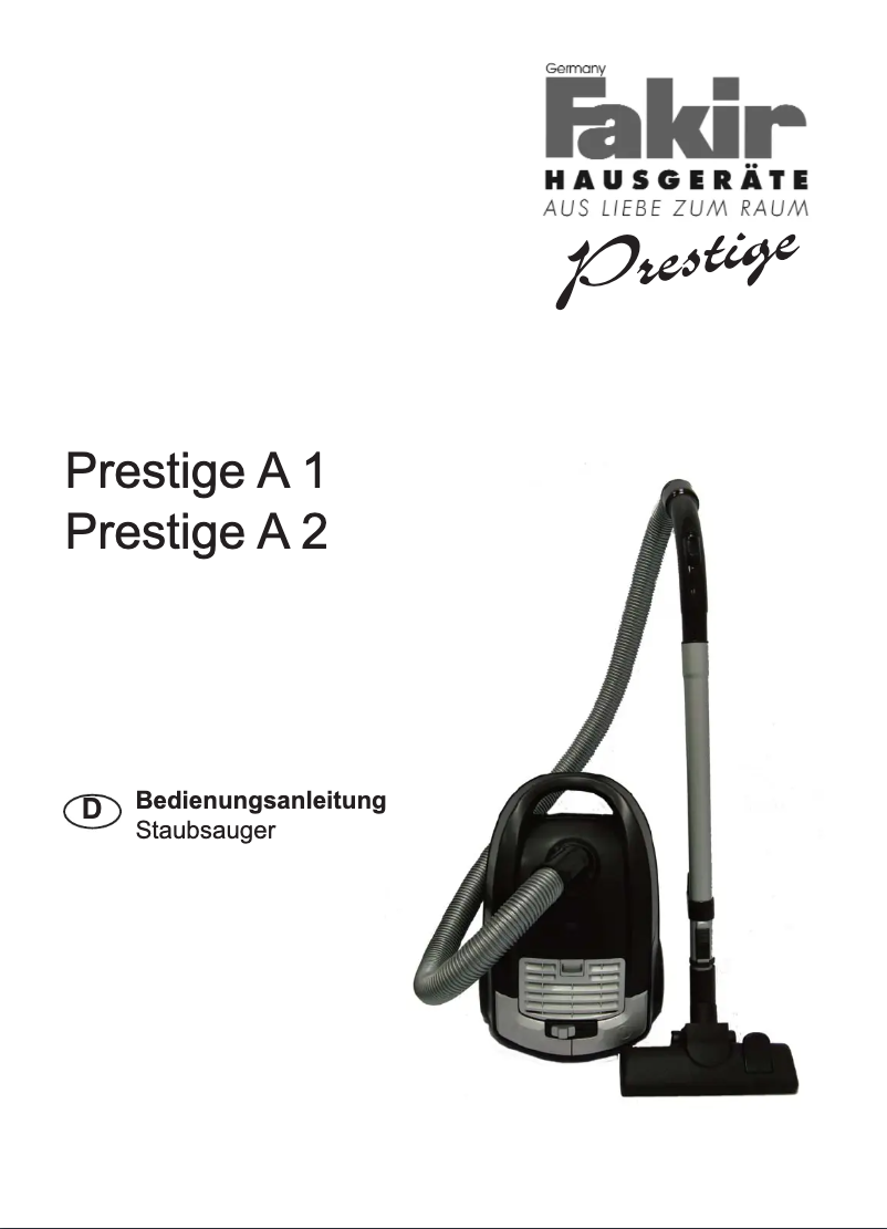 First page image of the manual for Prestige A2