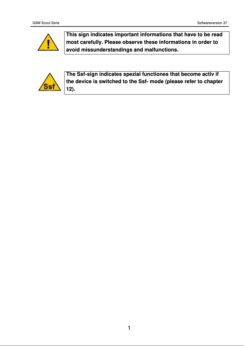 First page image of the manual for GSM Scout