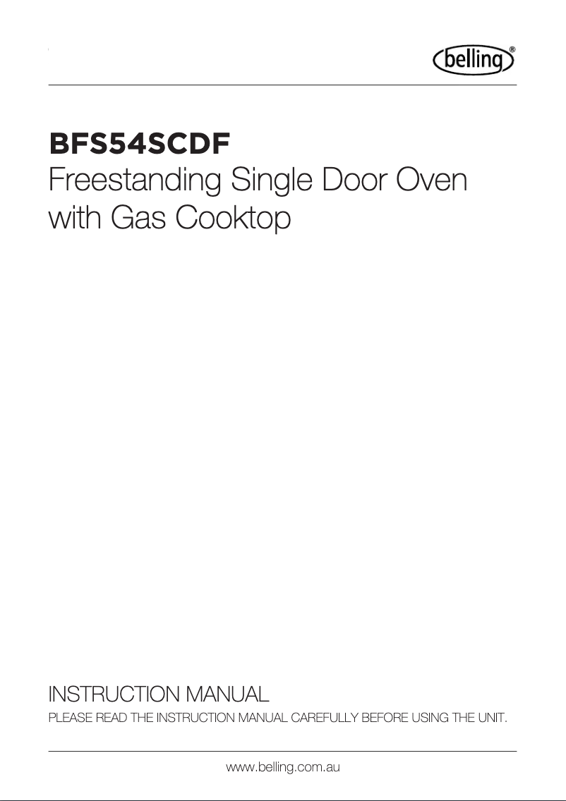 First page image of the manual for BFS54SCDF