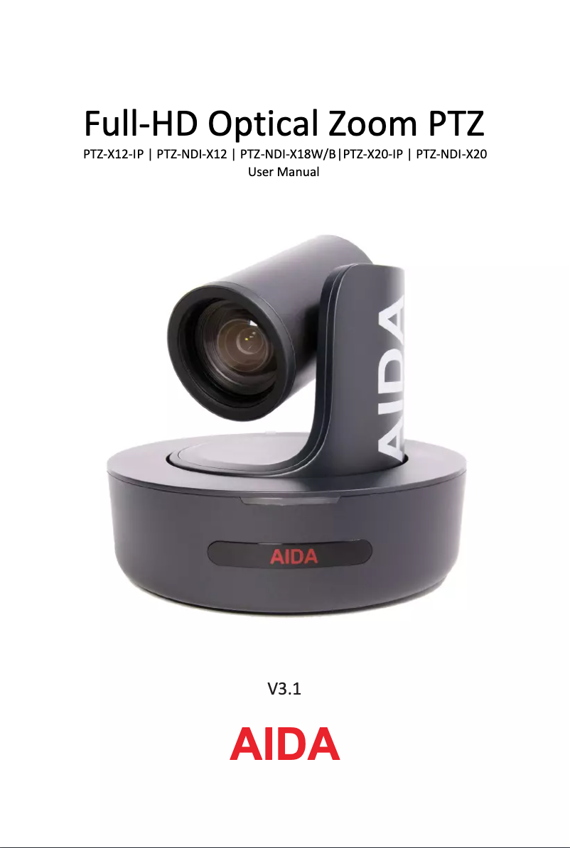 Page 1 of the manual User Manual Aida PTZ-X12-IP
