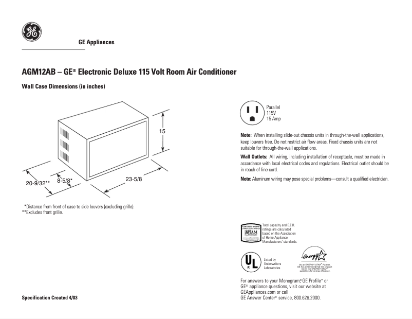 First page image of the manual for AGM12AB