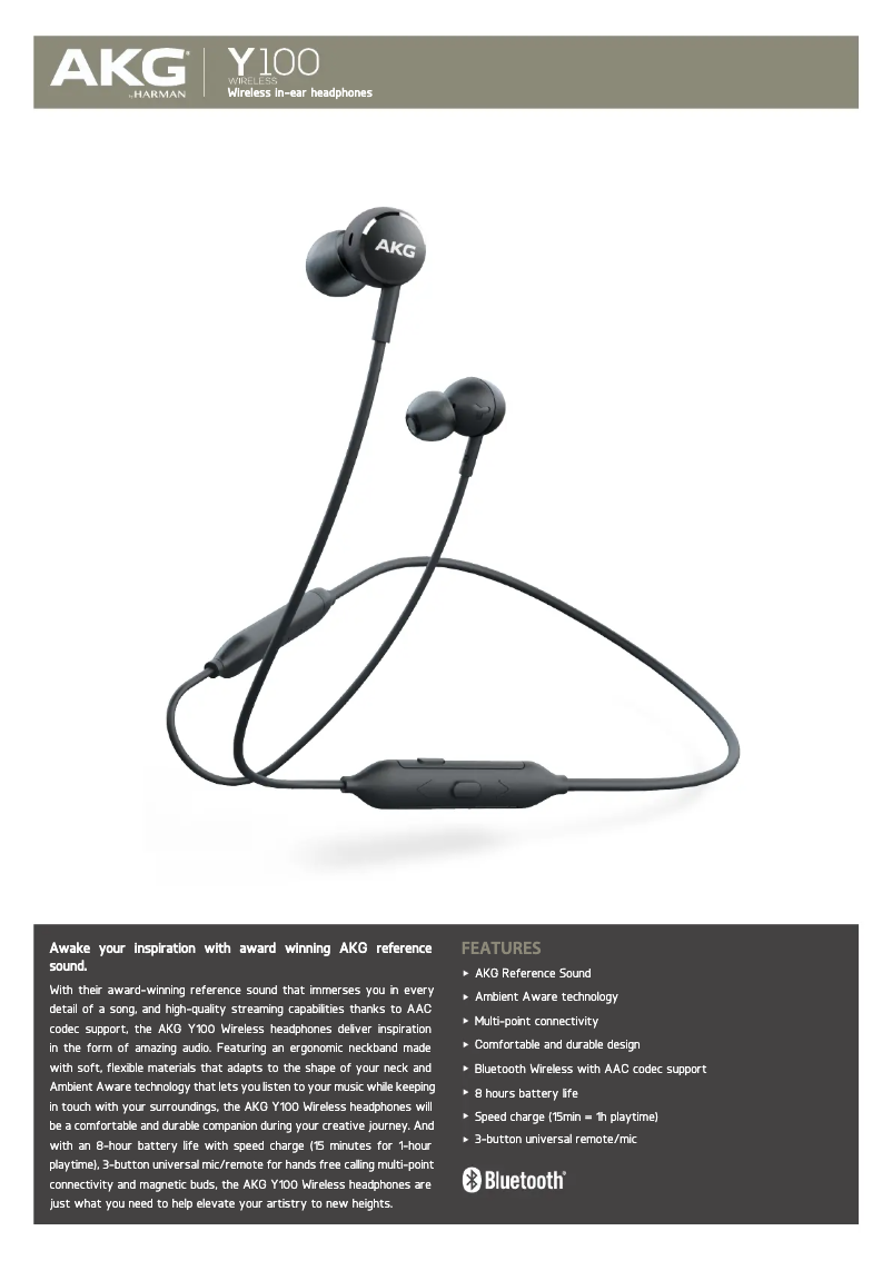 First page image of the manual for Y100 Wireless