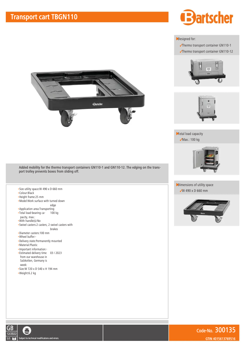 First page image of the manual for TBGN110