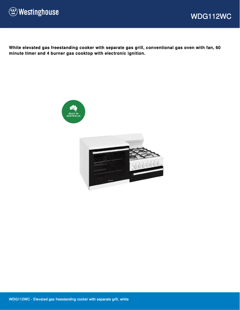 First page image of the manual for WDG112WC