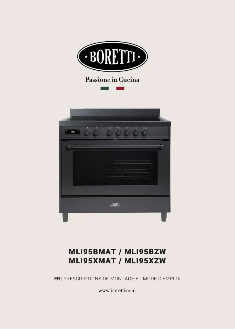 First page image of the manual for Milano MLI95X