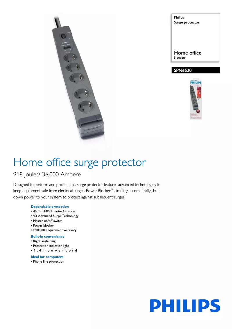 Page 1 of the manual Brochure Philips SPN6520