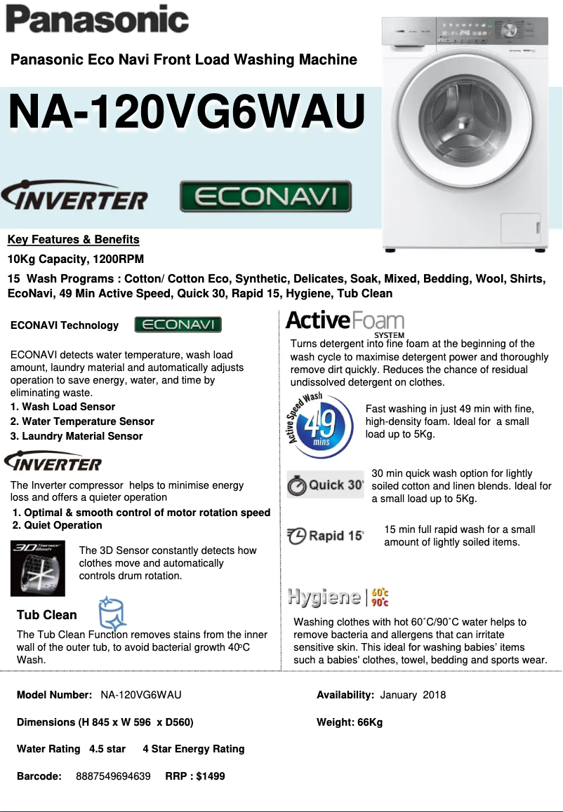 First page image of the manual for NA-120VG6