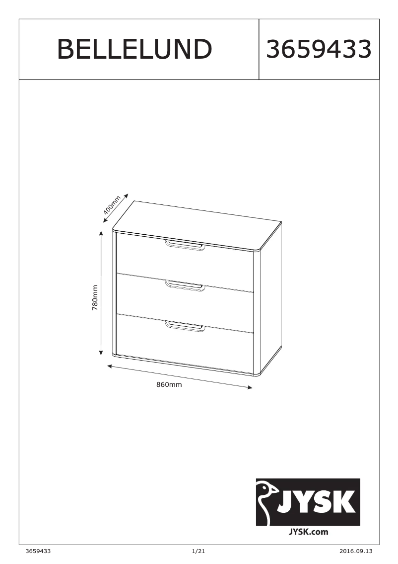 Page 1 of the manual User Manual JYSK Bellelund (86x78x40)