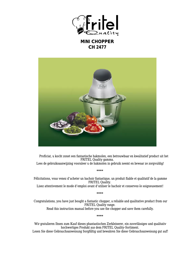 Page 1 de la notice Manuel utilisateur Fritel CH 2477