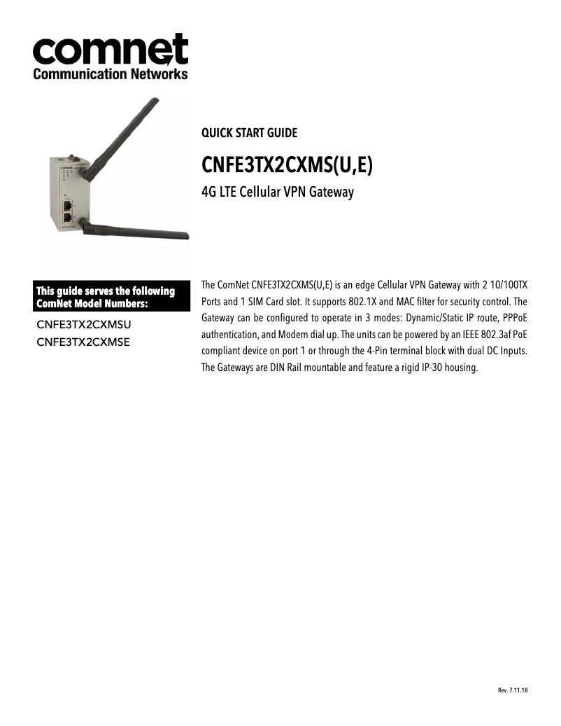 First page image of the manual for CNFE3TX2CXMSU