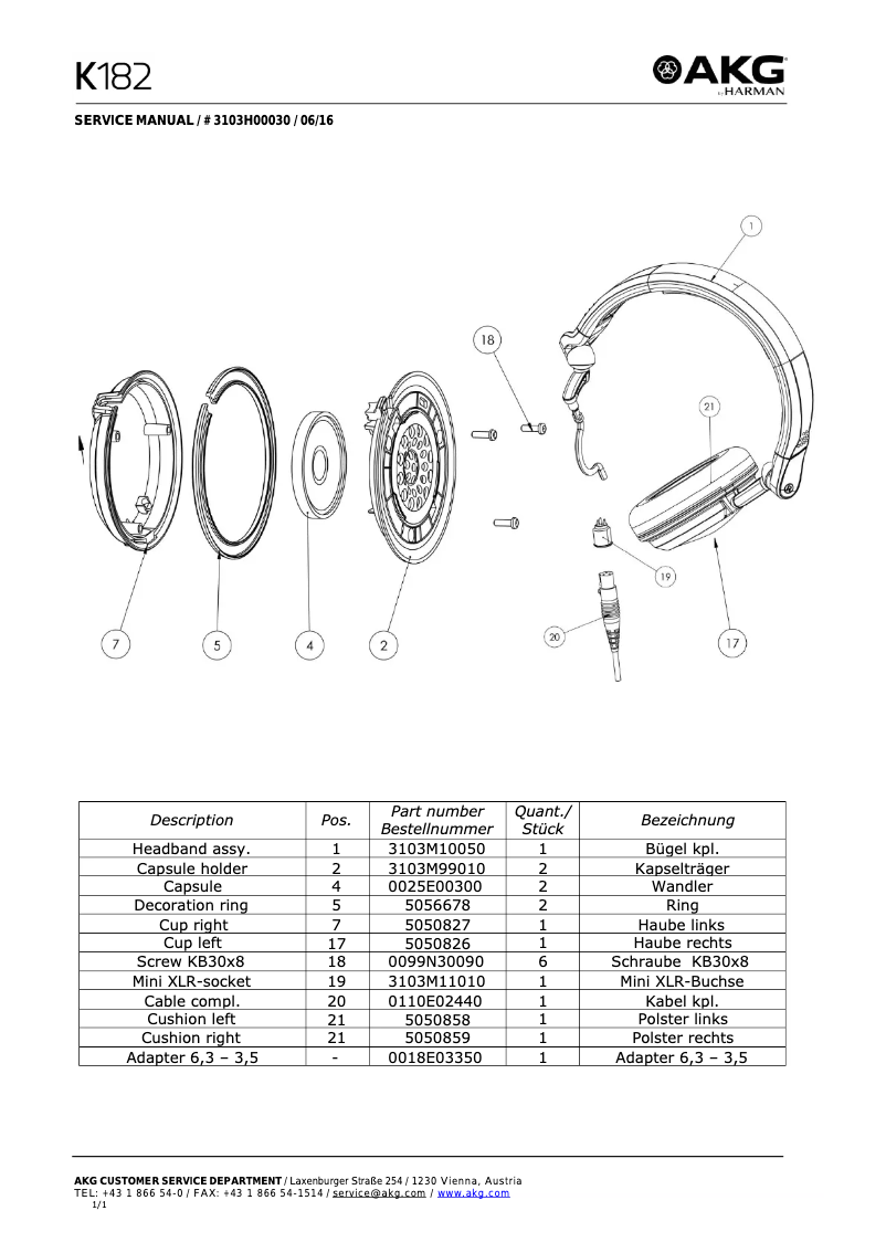 First page image of the manual for K182