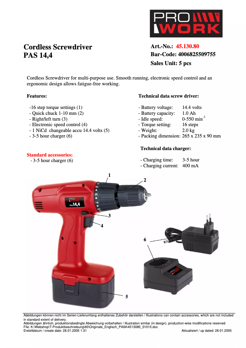 First page image of the manual for PAS 14,4