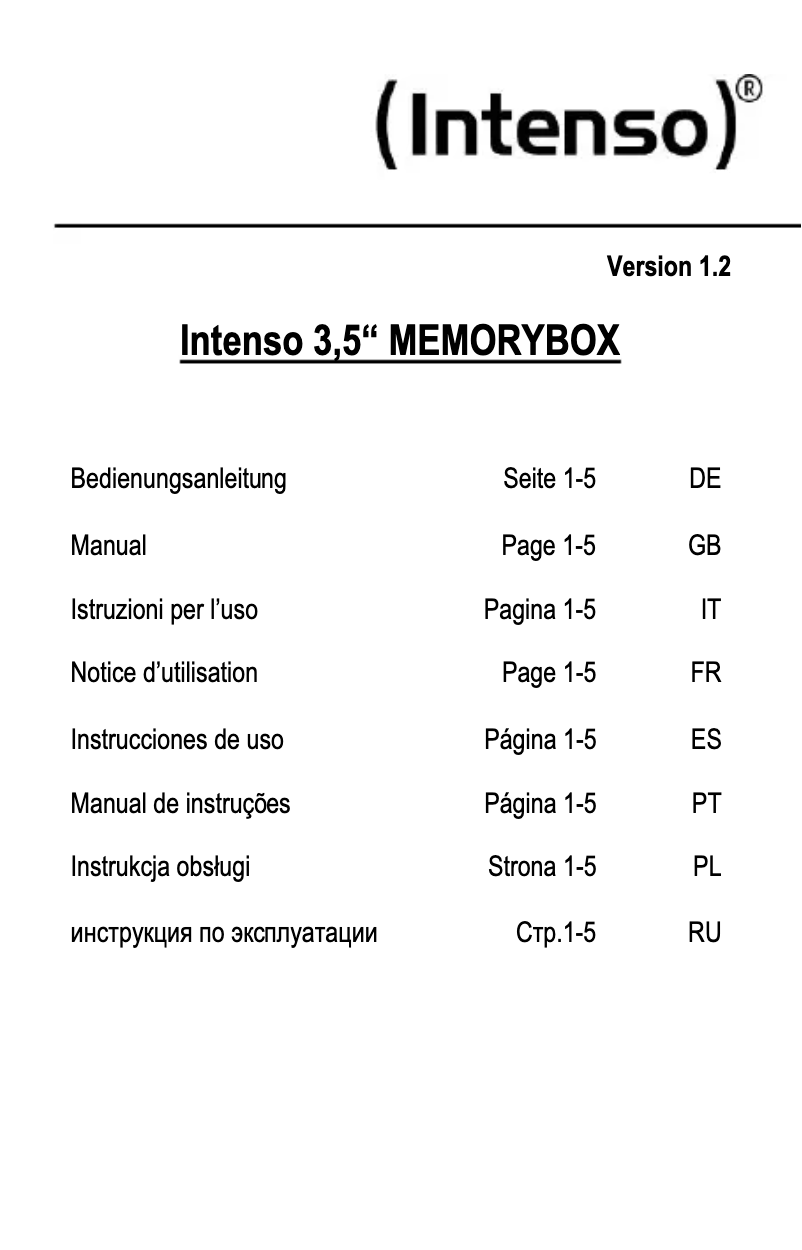 First page image of the manual for 3.5 Memory Box