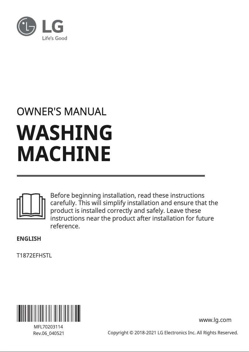 Page 1 of the manual User Manual LG T1872EFHSTL