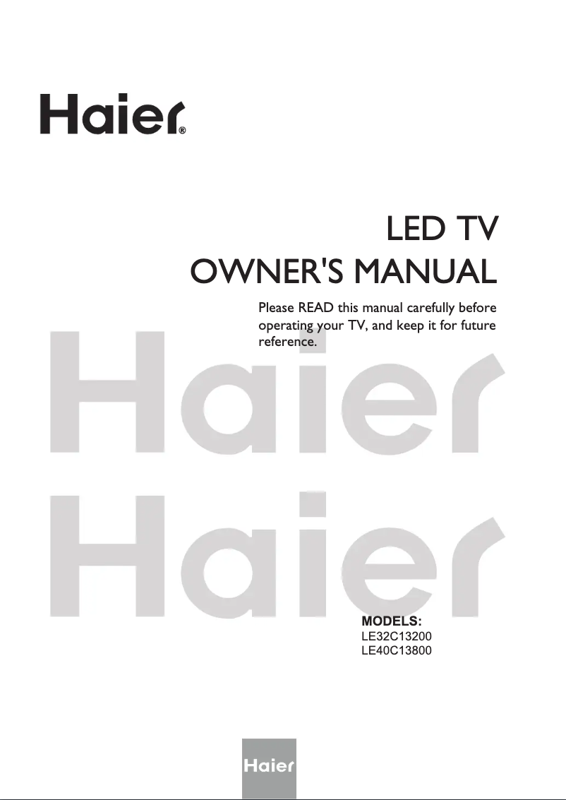 Page 1 of the manual User Manual Haier LE40C13800