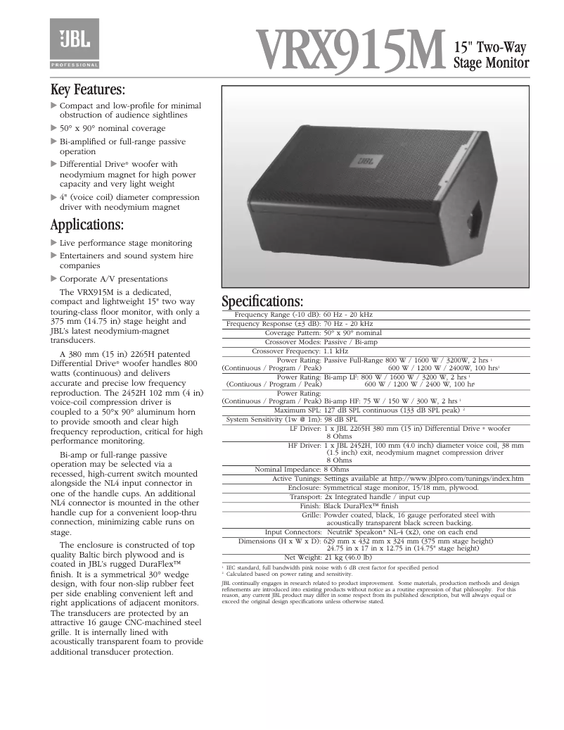 First page image of the manual for VRX915M