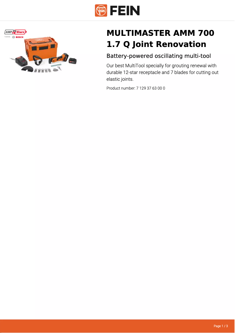 First page image of the manual for Multimaster AMM 700 1.7 Q AS