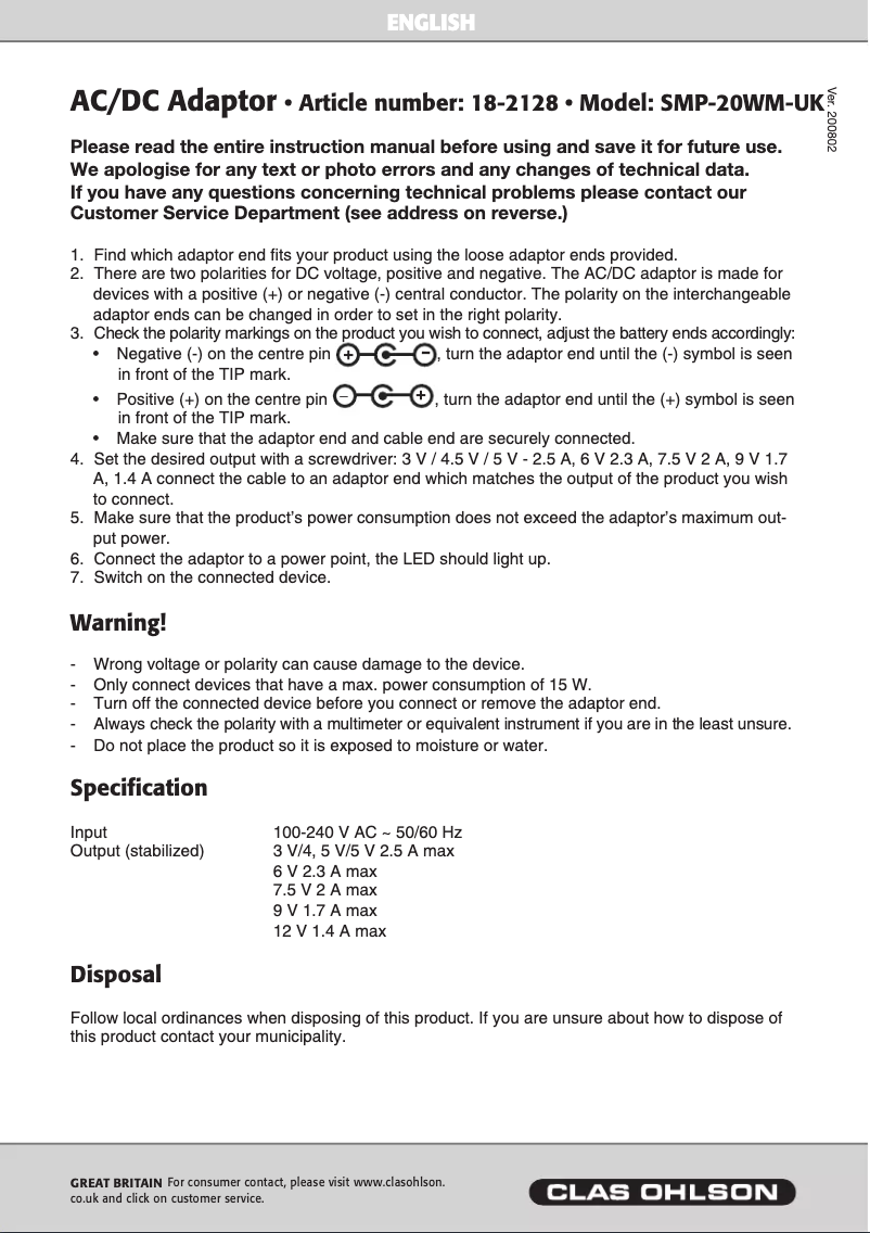 Page 1 of the manual User Manual Vanson SMP-20WM