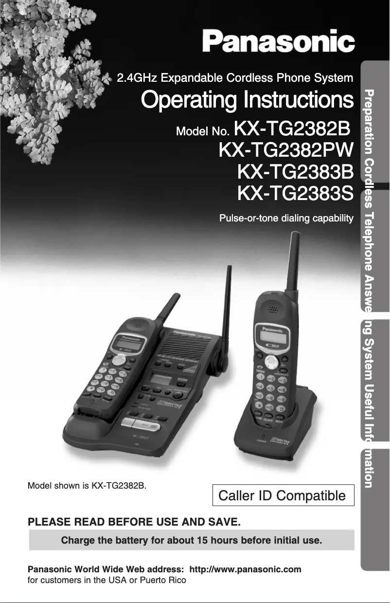 Page 1 of the manual User Manual Panasonic KX-TG2382B
