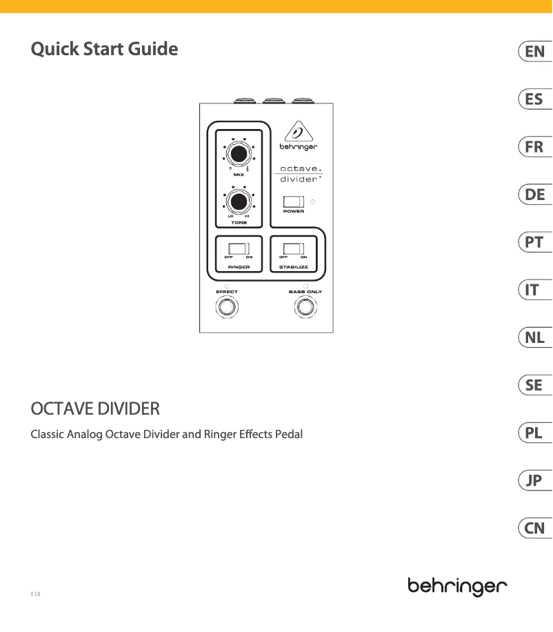 Page 1 of the manual Quick Start Guide Behringer Octave Divider