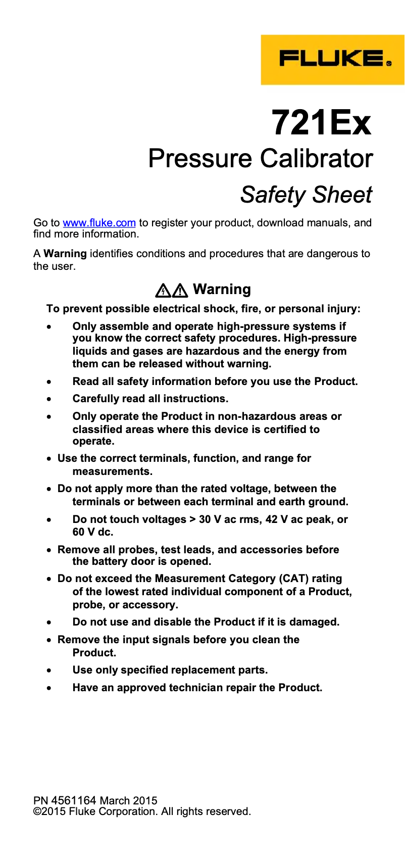 First page image of the manual for 721Ex