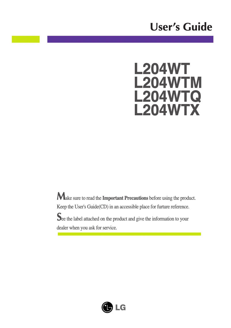 Page 1 of the manual User Manual LG L204WT