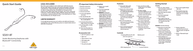 First page image of the manual for SD251-BT