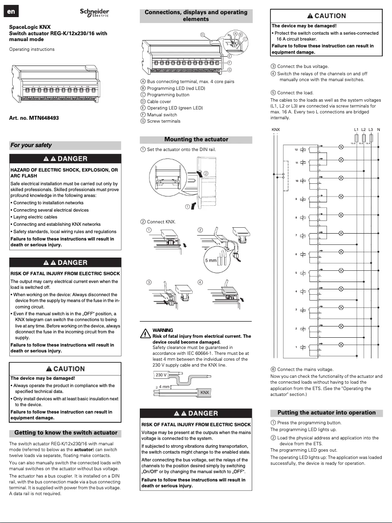 Page 1 of the manual User Manual Schneider MTN648493