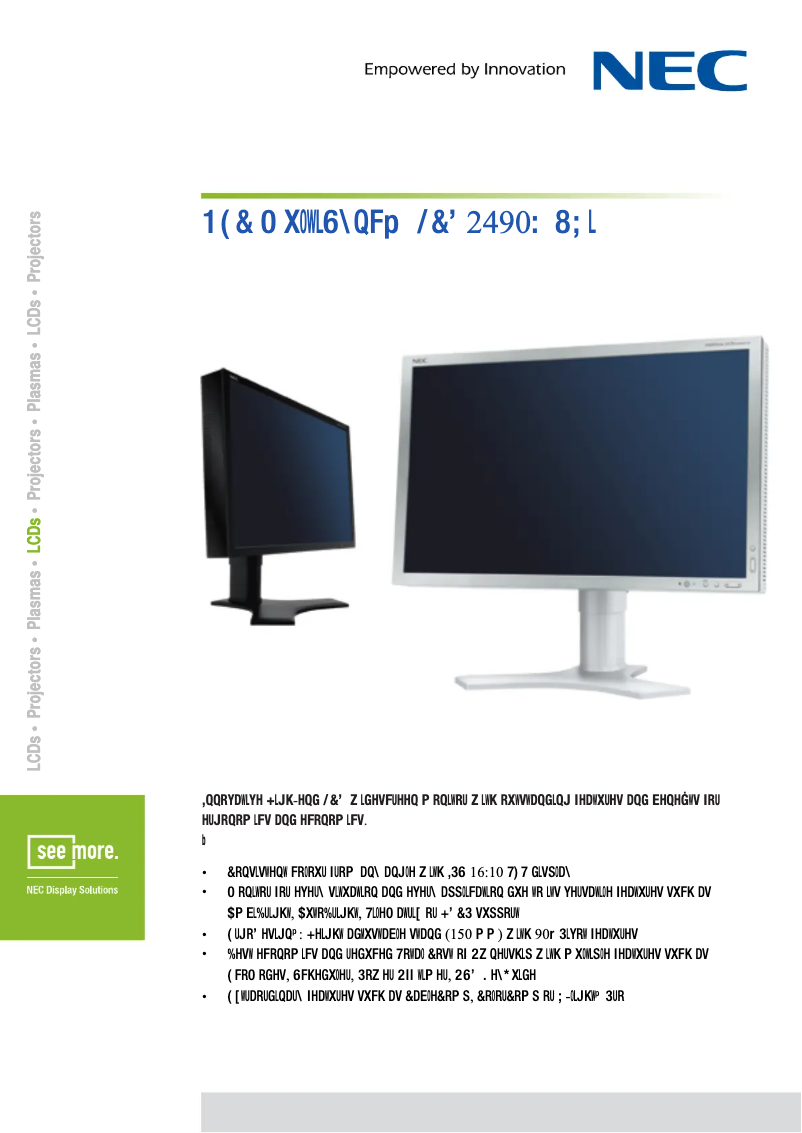 First page image of the manual for MultiSync LCD2490WUXI
