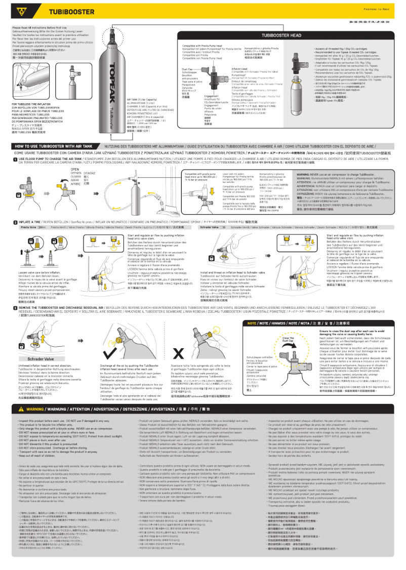Page 1 of the manual User Manual Topeak TubiBooster