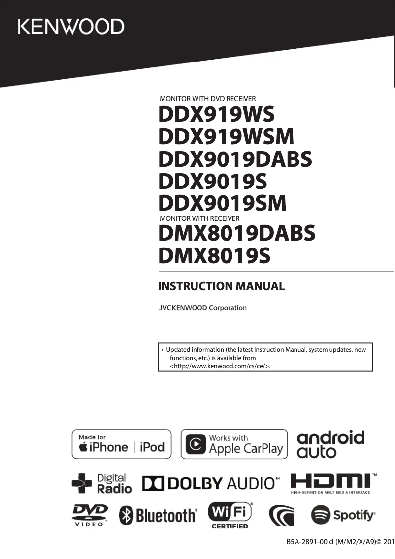 First page image of the manual for DDX9019SM