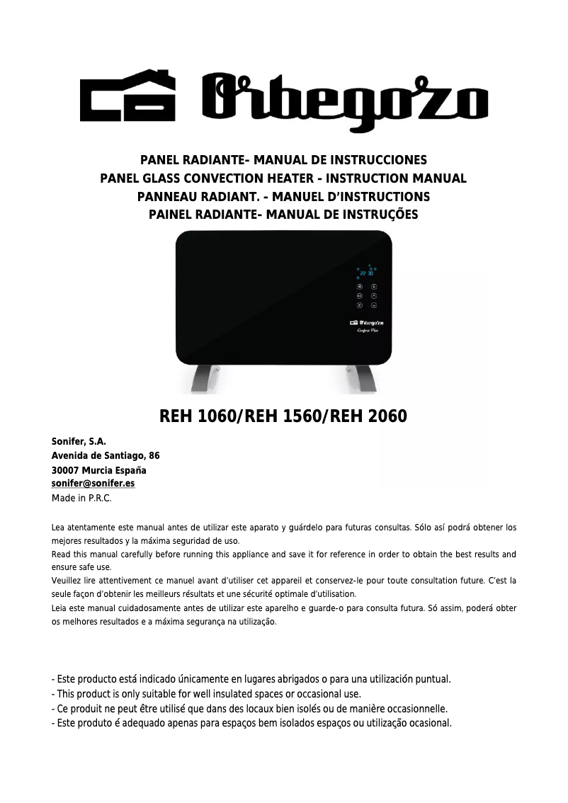 Page 1 of the manual User Manual Orbegozo REH 1060