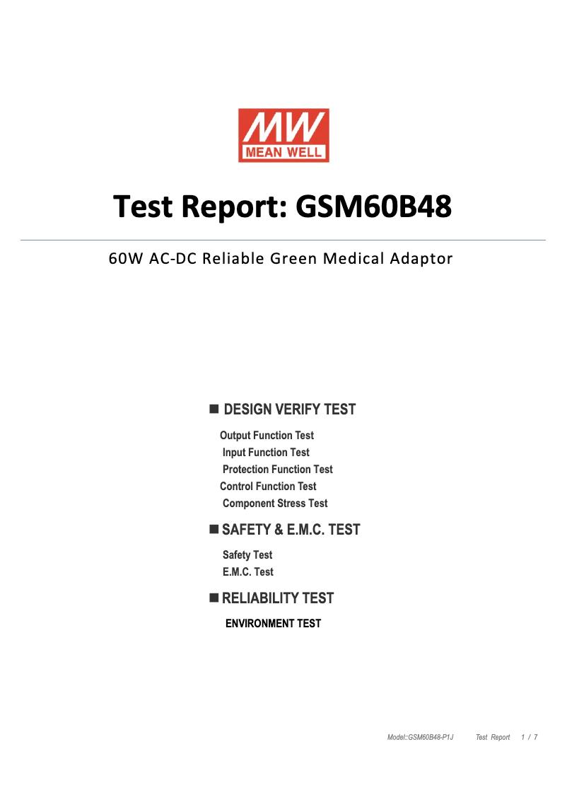 Page 1 of the manual Technical Sheet Mean Well GSM60B48-P1J