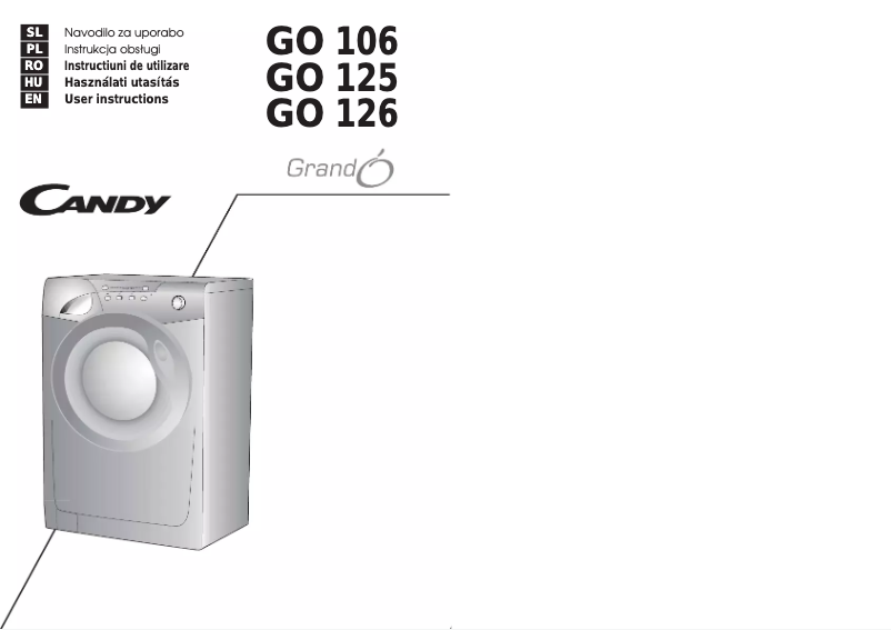 Page 1 of the manual User Manual Candy GO 125-16S