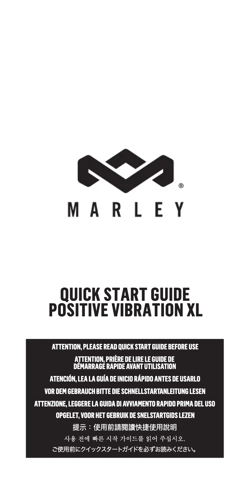 Page 1 of the manual Quick Start Guide House of Marley Positive Vibration XL ANC
