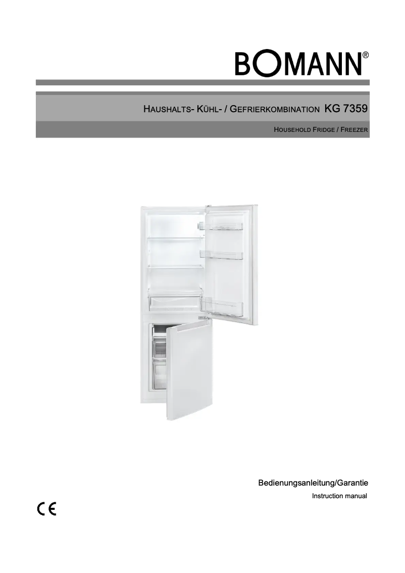 First page image of the manual for KG 7359