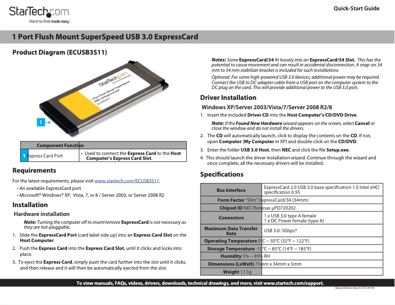 First page image of the manual for ECUSB3S11