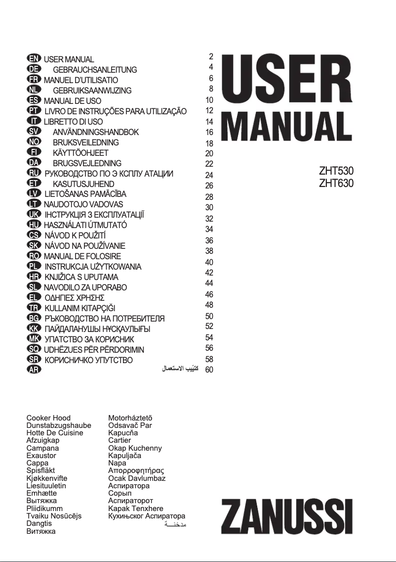 First page image of the manual for ZHT630B