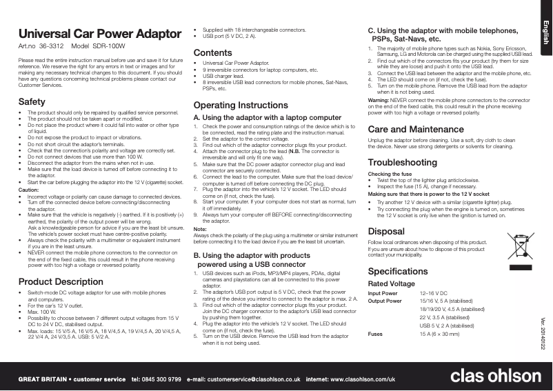 Page 1 of the manual User Manual Vanson SDR-100W