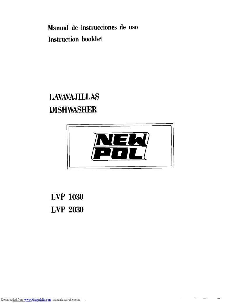 First page image of the manual for LVP 1030