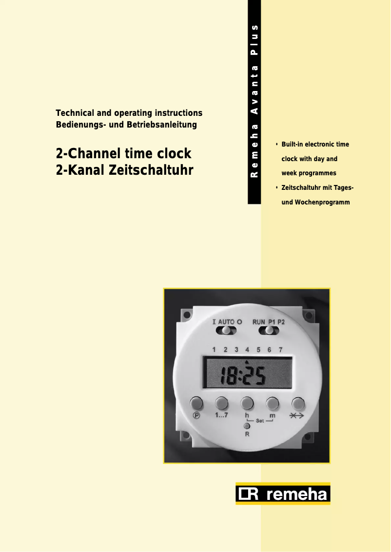 Page 1 of the manual User Manual Remeha Avanta Plus Timer