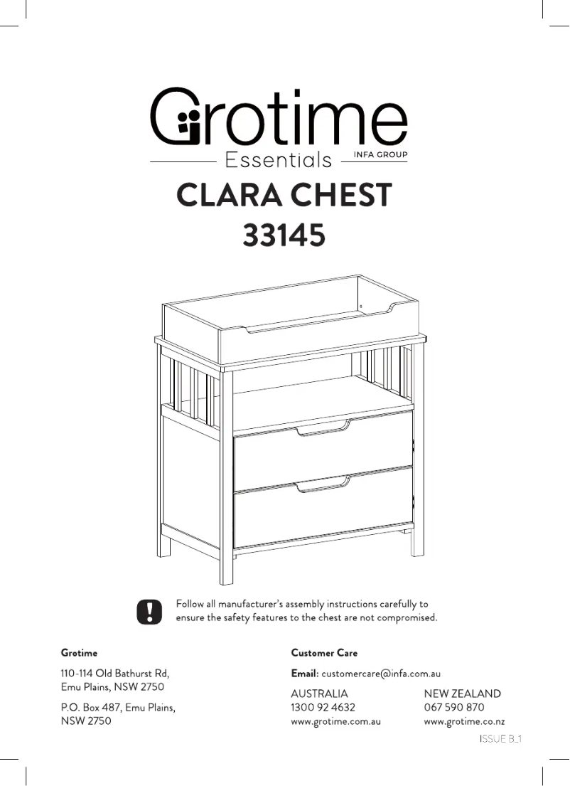 Page 1 of the manual User Manual Grotime Clara Chest