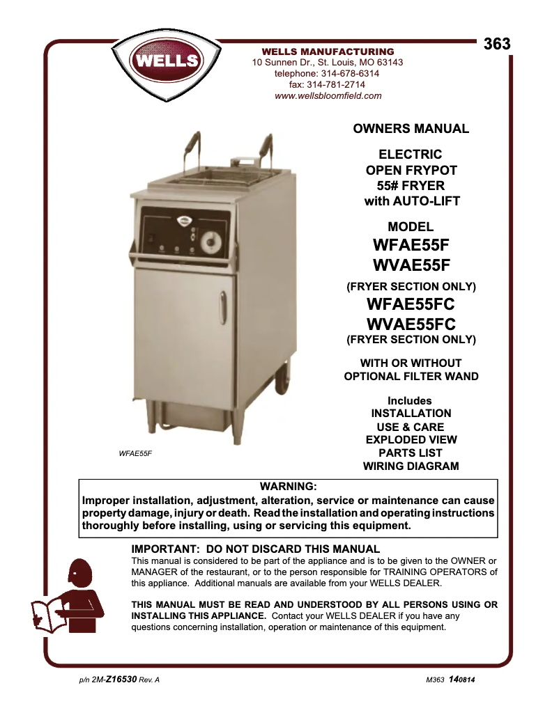 First page image of the manual for WFAE55F