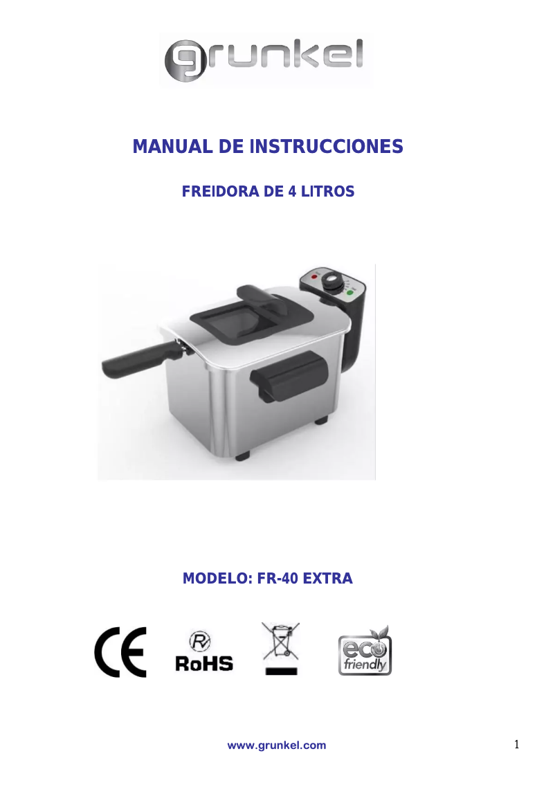 Page 1 of the manual User Manual Grunkel FR-40 EXTRA