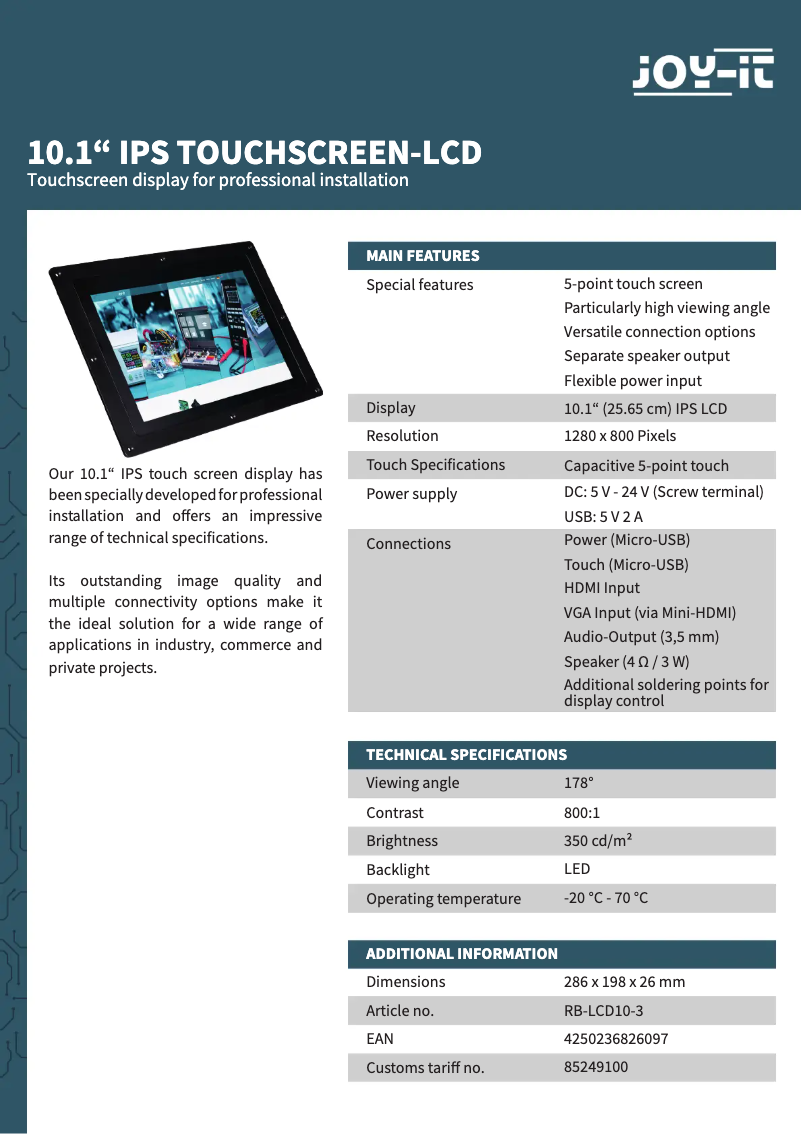 Image de la première page du manuel de l'appareil RB-LCD10-3