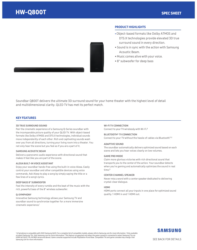 First page image of the manual for HW-Q800T