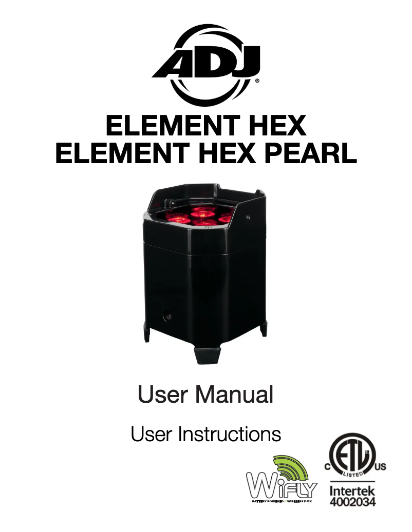 Page 1 of the manual User Manual Adj Element HEX