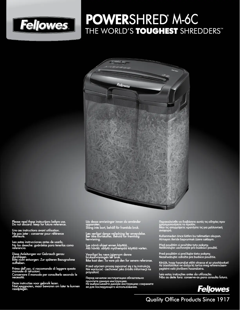 Page 1 of the manual User Manual Fellowes M-6C Powershred